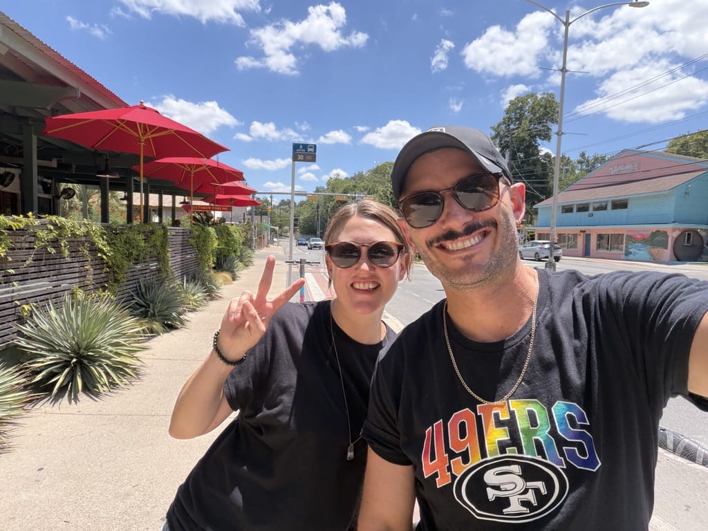Laura Roeder and Noah Kagan in Austin