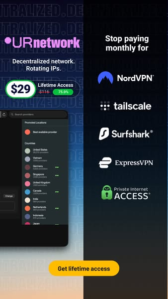 URNetwork vs NordVPN, Surfshark, ExpressVPN comparison ad